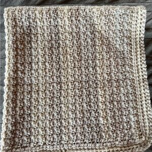 Cozy Tan Crochet Throw Blanket